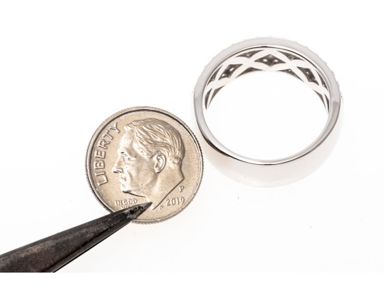 Sterling Silver Pave Set CZ Band Ring, Size 9