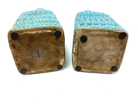 Pair Of Tozai Turquoise Crackle Glaze Vases