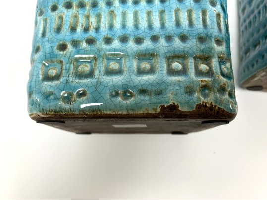 Pair Of Tozai Turquoise Crackle Glaze Vases