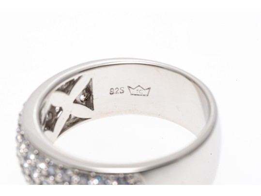 Sterling Silver Pave Set CZ Band Ring, Size 9