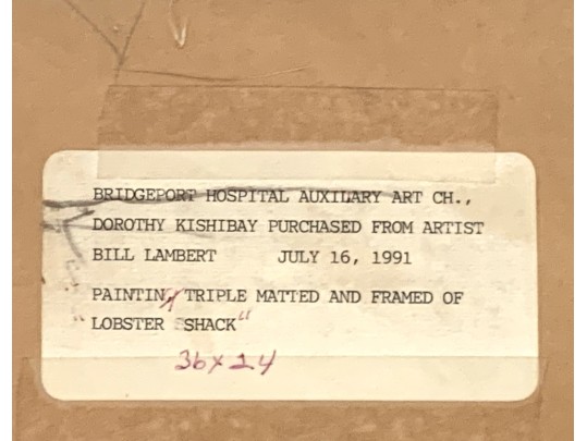 William Lambert Signed Watercolor Titled Lobster Shack