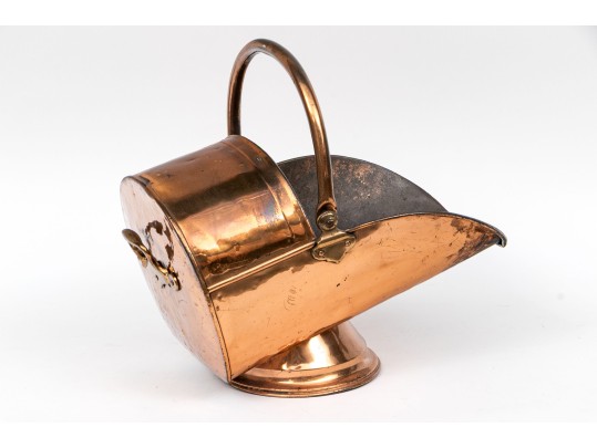 Fine Antique English Copper Coal Scuttle