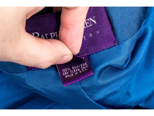 Ralph Lauren Purple Label Beautiful Blue Silk Blazer, Size 10