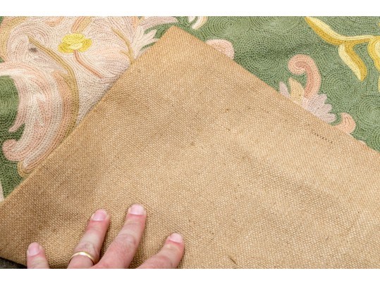 Indian Chain-stitch Wool Carpet, 5'-9 1/2