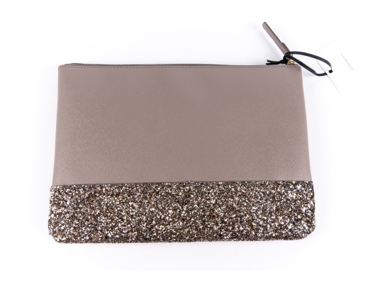 Kate Spade Taupe And Glitter Gia Greta Court Pouch, NWT, Retail $69