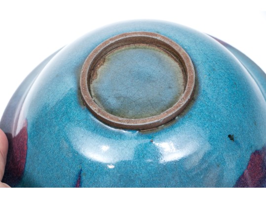 Chinese Jun Yao Glazed Ceramic Bowl, 20th C. 