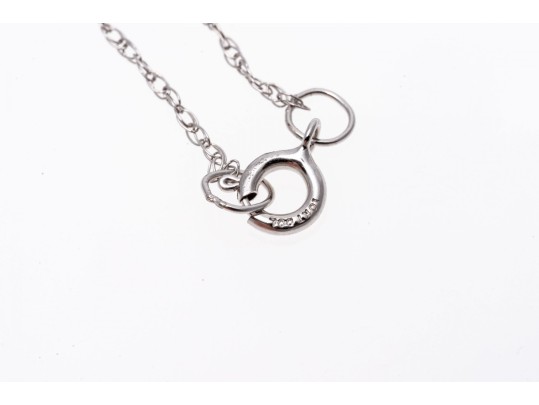 10K White Gold Necklace With Classic Bright White Pearl Pendant