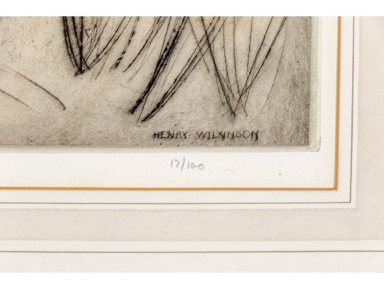 Henry Wilkinson (British, 1921-2011) Ltd. Ed. Etching Print, Black Lab & Pheasants