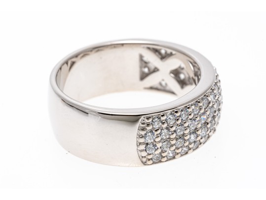 Sterling Silver Pave Set CZ Band Ring, Size 9