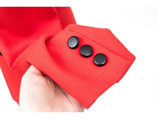 Escada By Margaretha Ley Striking Vintage Red And Black Button Front Blazer, Size 33