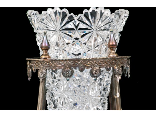  Antique Cut Crystal Large Epergne With Assembled Neoclassical Style Stand