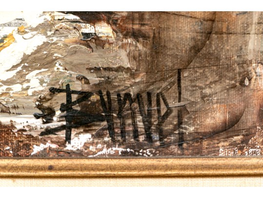 Manuel Monton Bunuel (Spain, B. 1940) Oil On Canvas, French Village Street Scene