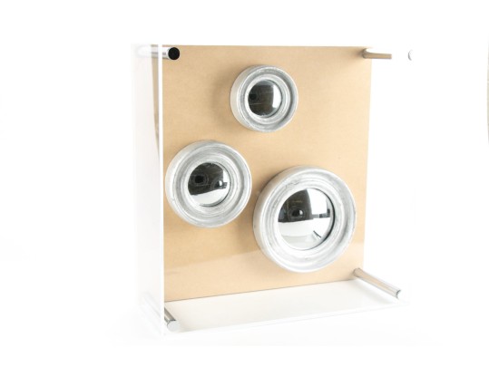 Contemporary Assemblage Of Three Cased Convex Mirrors