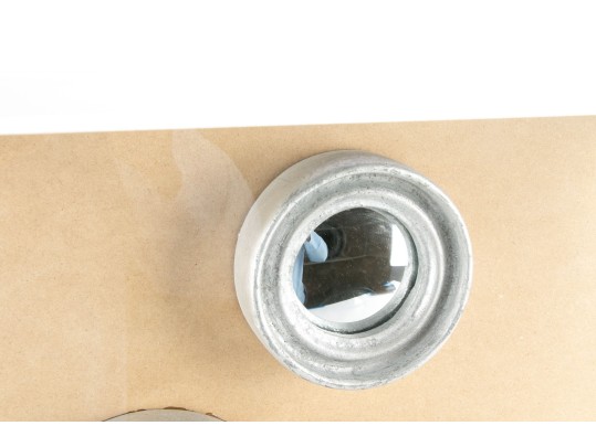 Contemporary Assemblage Of Three Cased Convex Mirrors