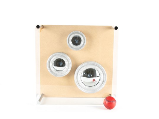 Contemporary Assemblage Of Three Cased Convex Mirrors