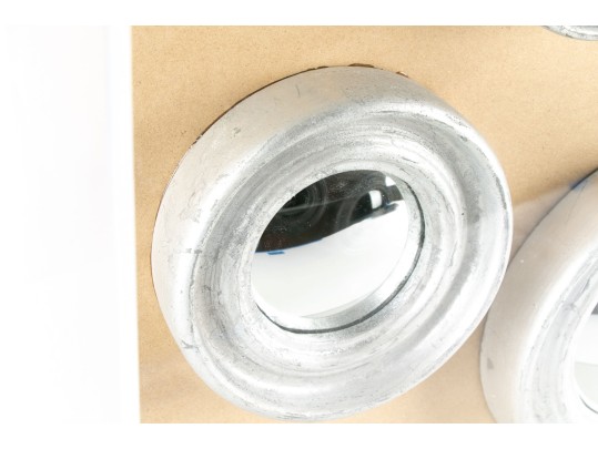 Contemporary Assemblage Of Three Cased Convex Mirrors