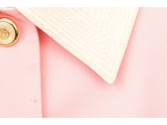 Escada, Margaretha Ley Vintage Vibrant Pink And Cream Wool Button Front Blazer, Size 38