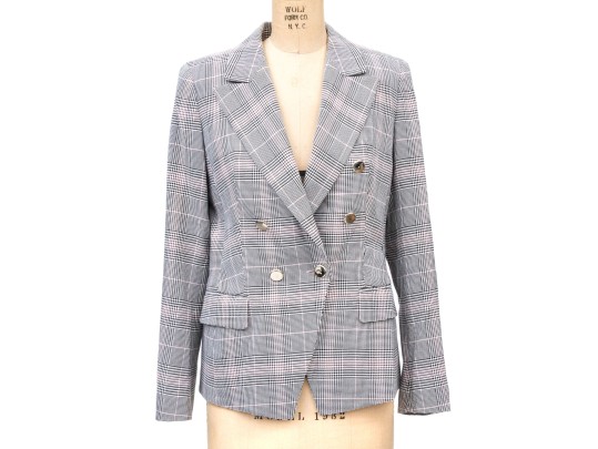 Escada Striking Plaid Double Breasted Pants Suit, Size 40, Please See Note