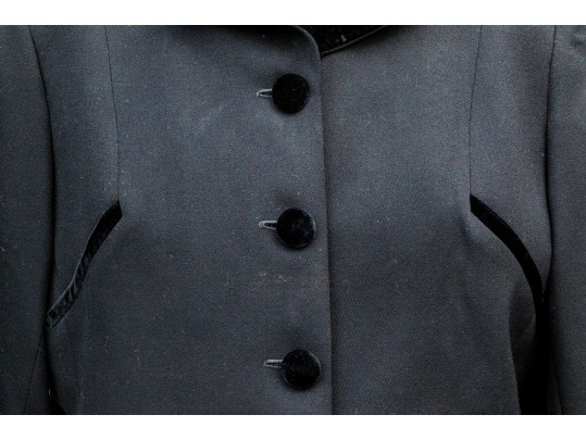 Valentino Miss Valentino Black Wool And Velvet Jacket And Skirt Suit, Size 16