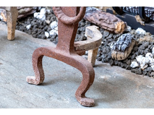 Pair Of Antique Iron Andirons