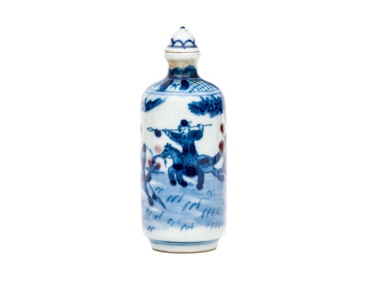 Chinese Blue And White Porcelain Snuff Bottle With Stopper