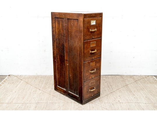 Vintage Wood And Brass File Cabinet - For Upcycle