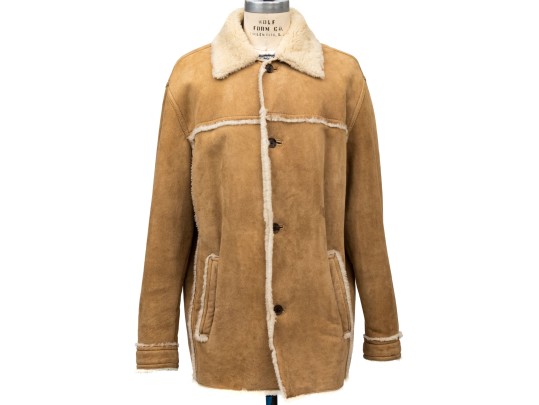 Andrew Marc Tan Suede Shearling Coat, Size XL