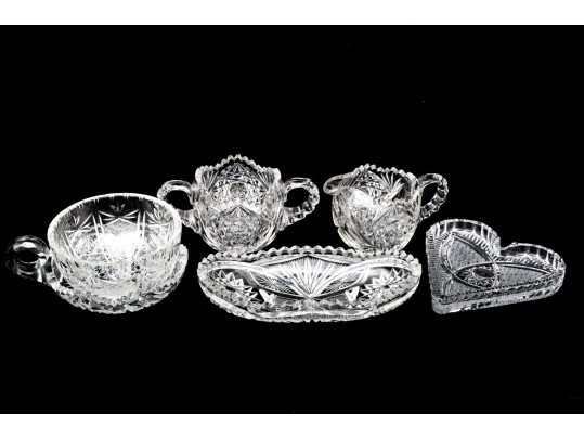Group Of Six Vintage Cut Crystal Table Wares