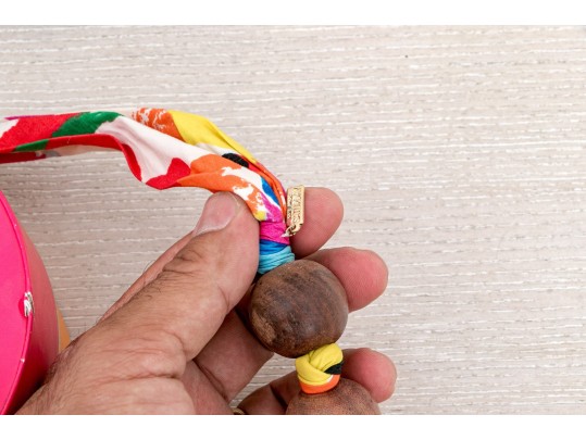 Kate Spade Textile Wrapped And Wooden Beaded Necklace