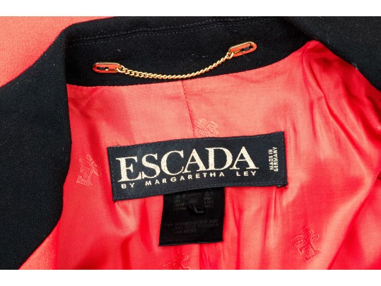 Escada By Margaretha Ley Striking Vintage Red And Black Button Front Blazer, Size 33