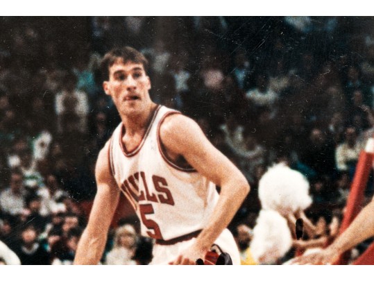 Phil Simms Autographed NY Giants Card, With Autographed John Paxson Photograph