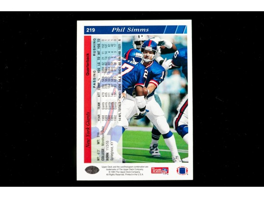 Phil Simms Autographed NY Giants Card, With Autographed John Paxson Photograph