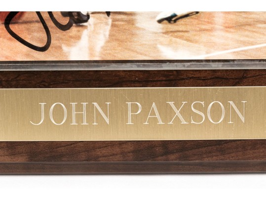 Phil Simms Autographed NY Giants Card, With Autographed John Paxson Photograph