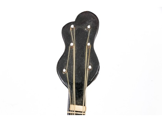 Antique Italian Silver Inlaid Guitar Form Music Box