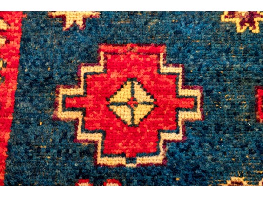 Caucasian Kazak Style Knotted Wool Area Rug, 7'6