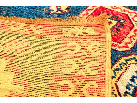 Caucasian Kazak Style Knotted Wool Area Rug, 7'6