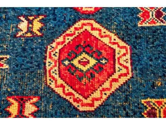Caucasian Kazak Style Knotted Wool Area Rug, 7'6