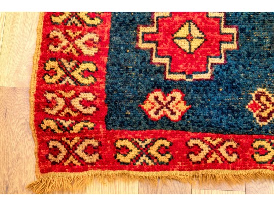 Caucasian Kazak Style Knotted Wool Area Rug, 7'6