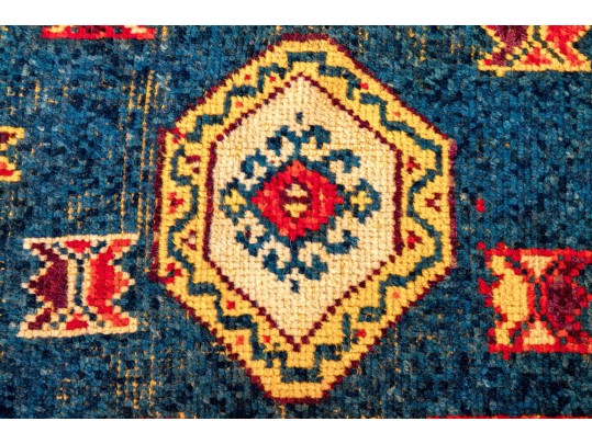 Caucasian Kazak Style Knotted Wool Area Rug, 7'6