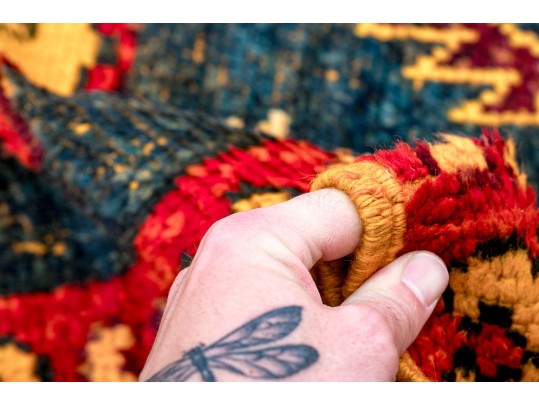 Caucasian Kazak Style Knotted Wool Area Rug, 7'6