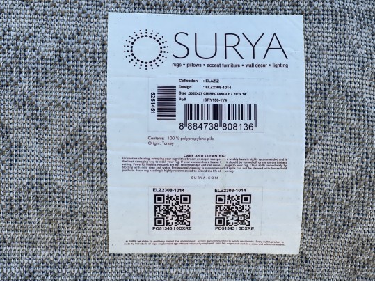 Room Size 100% Propylene Carpet By Surya Elaziz Collection   10' X 14'
