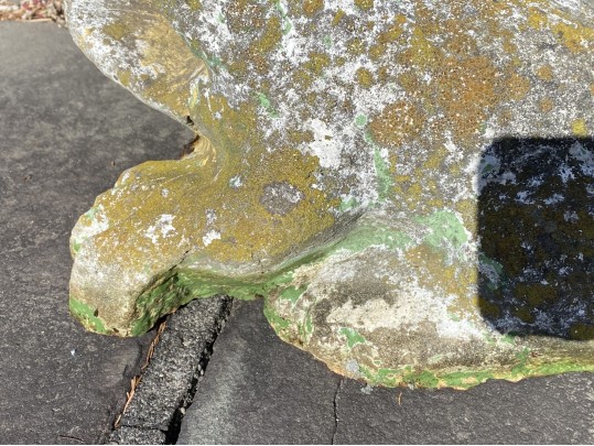 Cast Stone Garden Statue Of A Frog With Red Glass Eyes