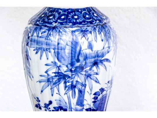 Elegant Blue And White Porcelain Vase Mounted As A Table Lamp