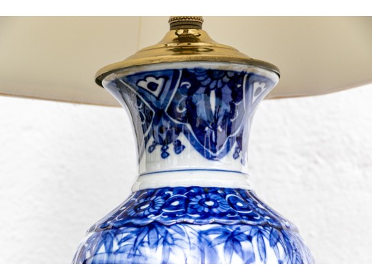 Elegant Blue And White Porcelain Vase Mounted As A Table Lamp