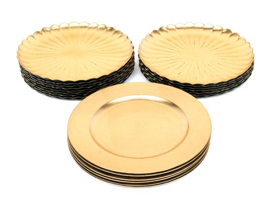 Large Set Of Vintage Japanese Made Gilt Plastic Chargers