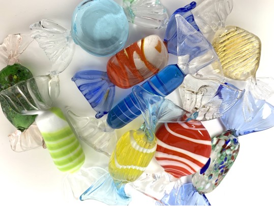 Classic Mid Century Murano Glass Candy With Annie Glass Plate