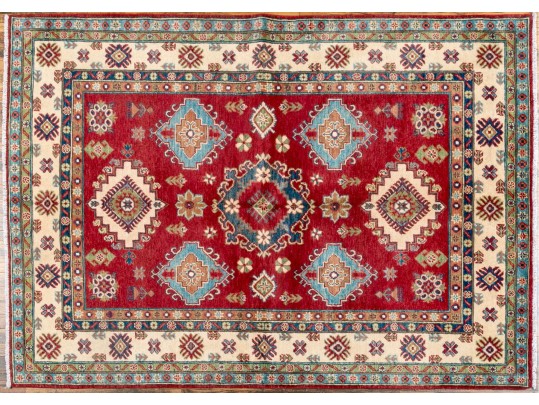 Soft Hand Knotted Wool Pakistan Kayak Area Capet, 7' X 4'-10