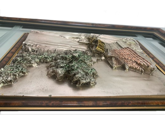 Sterling Silver High Relief Landscape Creazioni Artistiche, Framed In Italy