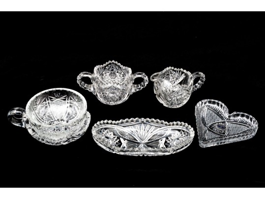 Group Of Six Vintage Cut Crystal Table Wares