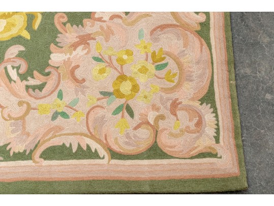 Indian Chain-stitch Wool Carpet, 5'-9 1/2